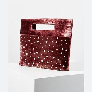 Anthropologie Velvet and Pearls - Burgundy and White